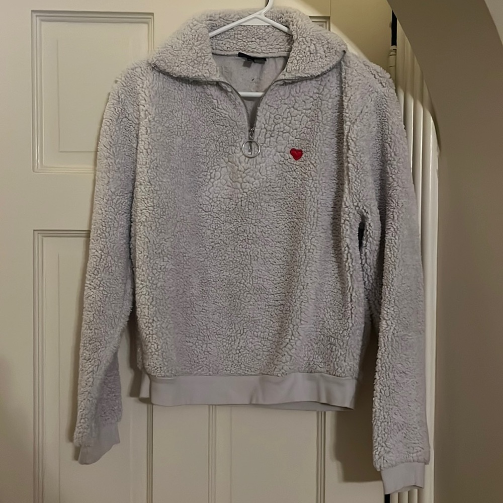 Topshop fuzzy sweater with heart